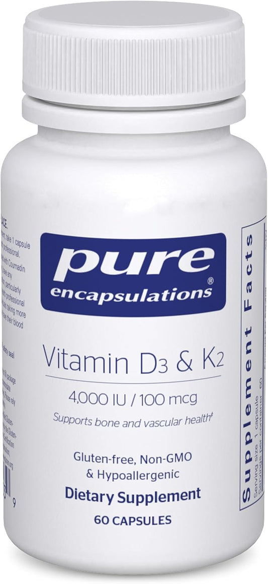 Pure Encapsulations Vitamin D3 & K2 | Bone and Vascular Health Support | 60 Capsules*
