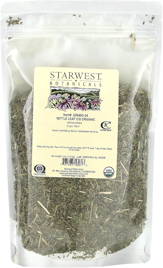 Starwest Botanicals Organic Nettle Leaf Tea, Cut and Sift, 4 oz (113.4 g)
