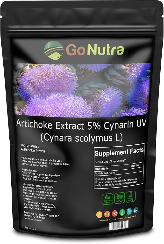 Go Nutra Artichoke Extract Powder Potent 5% Cynarin Artichoke Powder Pure Artichoke Leaf & Stem 4oz. | 150 Servings