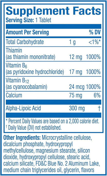 Nervive Nerve Health, Alpha Lipoic Acid, Vitamin B12, B6, B1, 60 Tablets (Packaging May Vary)