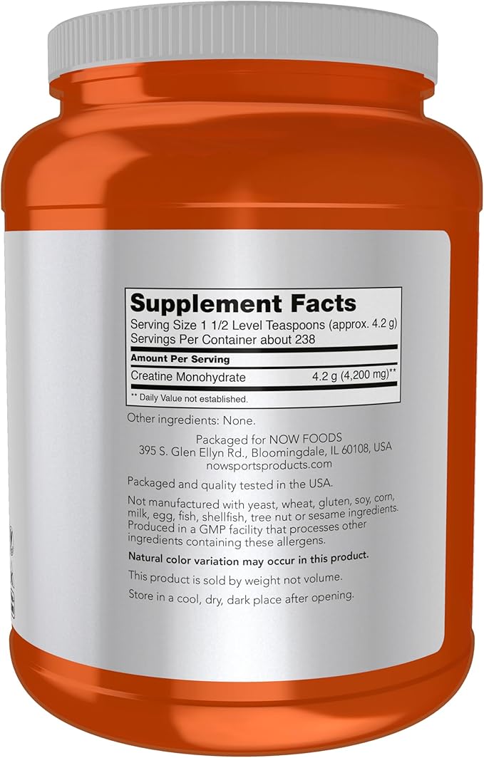NOW Sports Nutrition, Micronized Creatine Powder 500 g, Mass Building*/Energy Production*, 1 kg.