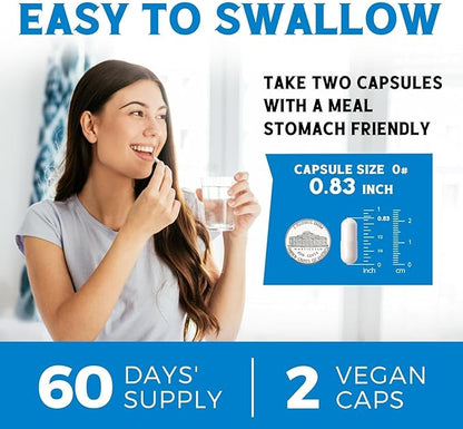 Magnesium Complex Supplement 6 in 1, 1160mg Chelated Magnesium for Max Absorption, Help with Better Sleep, Muscle Relax & Nerve Calm, 120 Vegan Capsules, Non GMO & Gluten Free