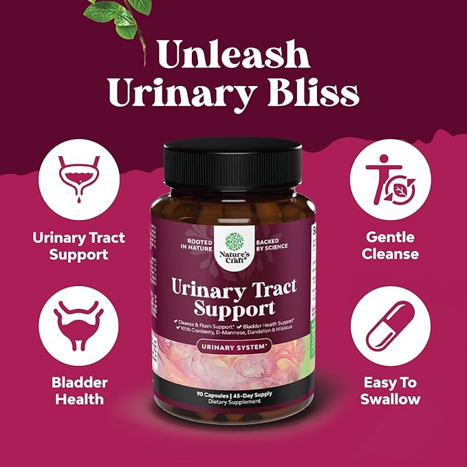 Natures Craft Bundle of D Mannose Capsules for Urinary Tract Health for Women Fast Acting Super Concentrated Cranberry 90ct and Colon Cleanser & Detox - Probiotic Supplement Body Cleanse