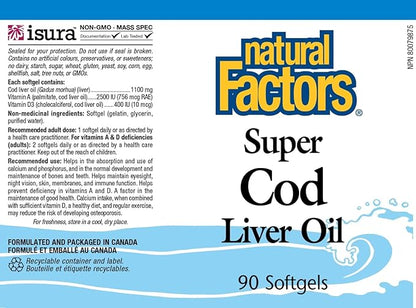 Natural Factors Cod Liver Oil, 90 Capsules