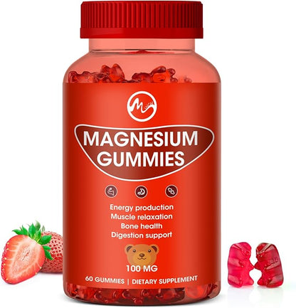 Magnesium Gummies 600mg High Strength - Fruity Flavors Gummy Bear, Healthy Mineral Supplements Promotes Muscle, Energy & Digestion