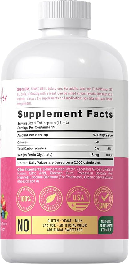 Carlyle Liquid Iron Supplement for Women | 8 fl oz Drops | Fruit Punch Flavor | Vegetarian, Non-GMO, Gluten Free