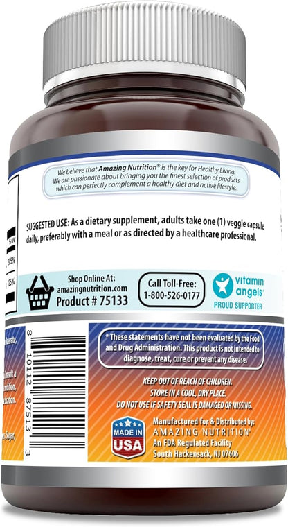 Amazing Formulas Vitamin D3 5000 IU with Vitamin K2 100 Mcg| 250 Veggie Capsules | D3 + K2 Complex | Non-GMO | Gluten Free | Made in USA
