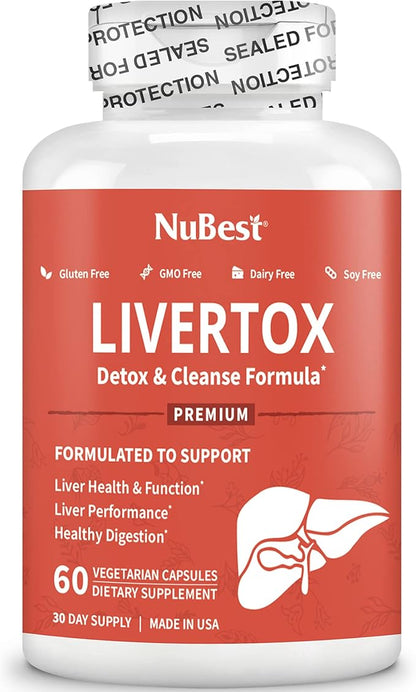 LiverTox by NuBest - Premium Liver Health Formula - Liver Cleanse, Detox & Repair - with Milk Thistle, Choline, Beet, Turmeric, Artichoke & Dandelion - 60 Capsules | 1 Month Supply