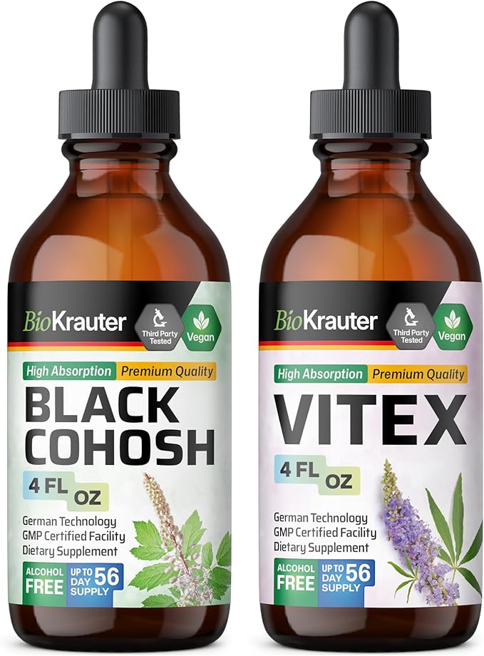 BIO KRAUTER Black Cohosh Tincture 4 Fl. Oz. & Vitex Tincture 4 Fl. Oz.