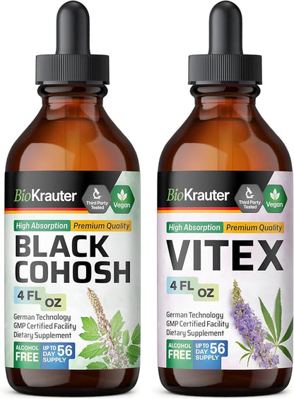 BIO KRAUTER Black Cohosh Tincture 4 Fl. Oz. & Vitex Tincture 4 Fl. Oz.