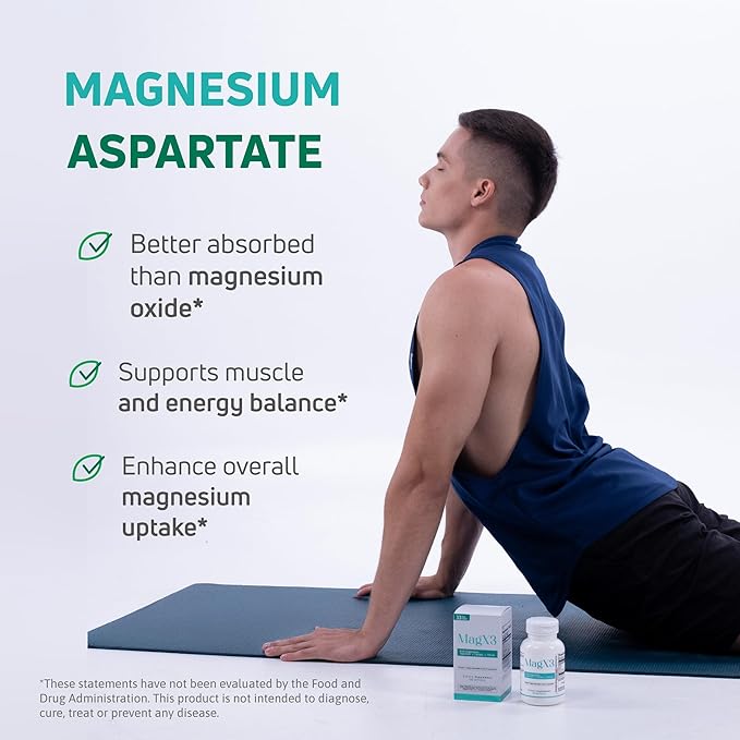 Nutra Mag X3 Triple Magnesium Complex –Super Calm Stress Relief & Cortisol Reducer, Magnesium Aspartate, Citrate & Lactate Formula for Nerve Health & Wellness Best Magnesium Supplement for Women & Men