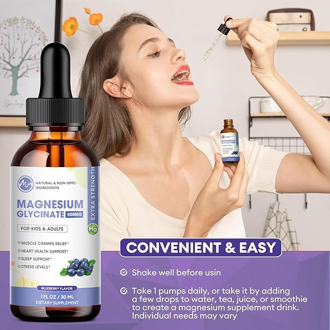 2 Pack Liquid Magnesium Glycinate with L-Theanine & Lemon Balm - Promotes Relaxation & Sleep – Supports Bone, Muscle & Heart Health - Gluten Free - 60 Day Supply
