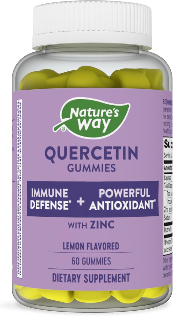 Nature's Way Quercetin Gummies with Zinc, Immune Defense Support*, Powerful Antioxidant*, Lemon Flavored, 60 Gummies