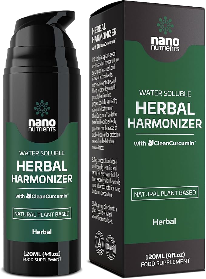 Herbal Harmonizer with CleanCurcumin(TM) - Multi Botanical Antioxidants Supplement - Water Soluble - Nano Curcumin - Holistic Wellness Defender - Healthy Drink Mix (4 fl.oz, Herbal)