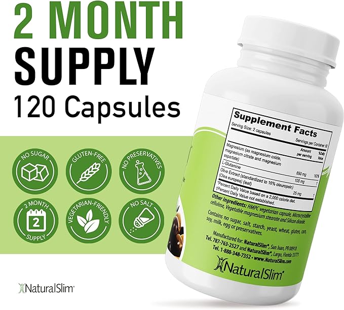 NaturalSlim Magnesium Oxide - Constipend for Constipation Relief, Colon Cleanser & Stool Softeners for Women & Men with Magnesium Citrate, Aspartate, & Olive Extract - 120 Vegetable Capsules 3 Pack