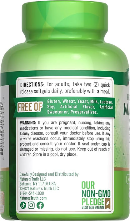 Nature's Truth Magnesium Citrate Softgels | 250mg | 60 Count | High Absorption | Non-GMO & Gluten Free Supplement