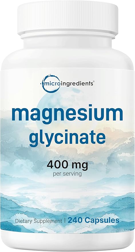 Micro Ingredients Magnesium Glycinate 400mg Per Serving, 240 Capsules | Potent Elemental Form, 100% Chelated, High Absorption | Healthy Muscle, Bones, & Mood Support Supplement | Non-GMO
