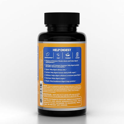 DigesTunes – Premium Digestive Enzymes to easily digest Carbs, Fats, Proteins & Lactose - Supports after-meal Bloating & Discomfort Relief – Food Grade Multi Enzyme Vegan Supplement, 60-Day Supply