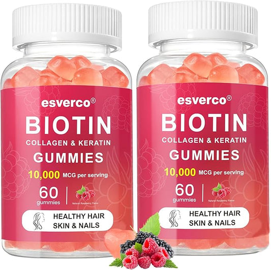 Biotin Gummies10000mcg Collagen Keratin Gummies Supplements Gummy Hair Skin And Nails Vitamins Gummies Daily Hair Nail Growth & Strengthener Gummies For Women Vegan Biotin Vitamin C Gummy120 Count