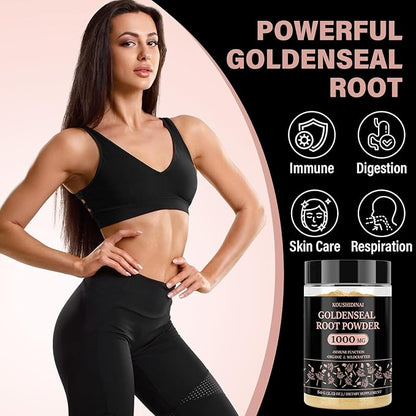 Goldenseal Root Powder Organic Supplement 1000 mg, Goldenseal Powder Supplement with Echinacea & Goldenseal for Immune & Gut Health, Pure & Natural(60 servings per bottle)
