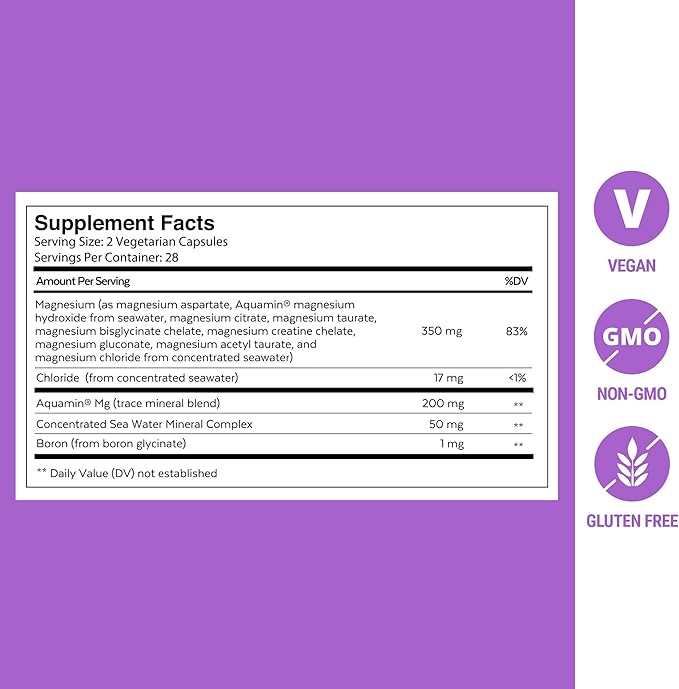 QUALIA MAGNESIUM+ | Doctor-Formulated Premium Magnesium Formula | High Bioavailability From 9 Forms Of Magnesium & 70+ Minerals | Relax Mood, Calm Nervous System, Muscle Relaxation & Exercise Recovery