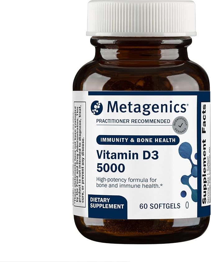 Metagenics Vitamin D3 5000 - for Immune Support, Bone Health & Heart Health* - High Potency Vitamin D - Non-GMO - Gluten-Free - 60 Softgels