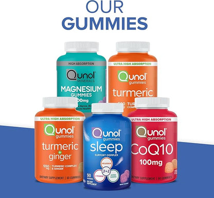 Qunol Turmeric Gummies, Gummy with 500mg Turmeric Curcumin, Joint Support Supplement, Ultra High Absorption Tumeric Curcumin, Vegan, Gluten Free, 90 Count