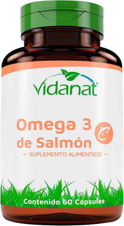 Vidanat Omega-3 Salmon Oil 60 Capsules – Supports Heart, Brain & Joint Health – Rich in EPA & DHA – Premium Fish Oil Supplement – 60 Capsules (Pack of 1)