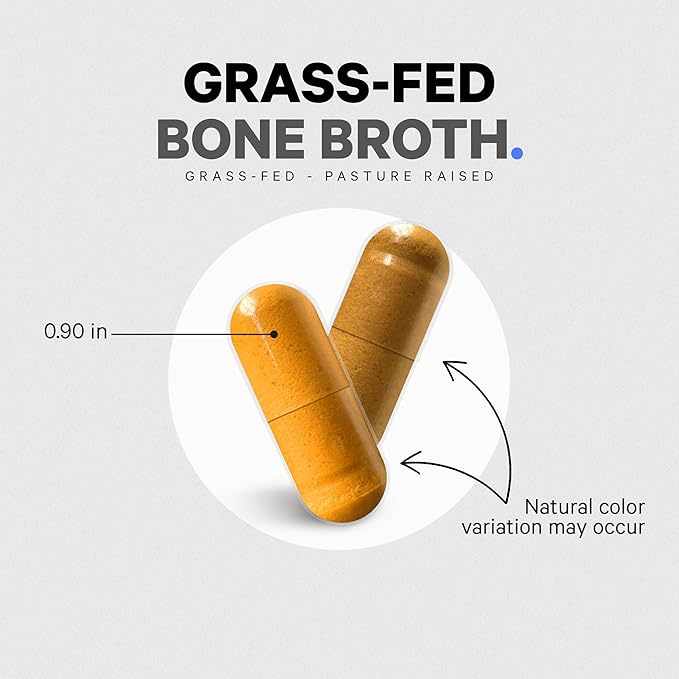 Codeage Organic Bone Broth Collagen Peptides Capsules Supplement, Grass Fed Beef Bone Broth, Free-Range Chicken Bone Broth, Turmeric & Ashwagandha - Collagen Types I, II, III - Non-GMO - 180 Capsules