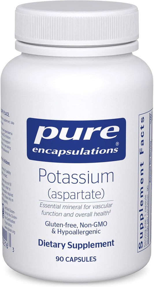 Pure Encapsulations Potassium (Aspartate) | Hypoallergenic Supplement to Support Nerves, Muscles, Blood Flow, and Cardiovascular Health | 90 Capsules