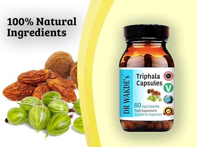 DR WAKDE'S Triphala Capsules (60 Veg Caps, Plant-Based Supplement, Ayurvedic Herb, All Natural, Vegan)