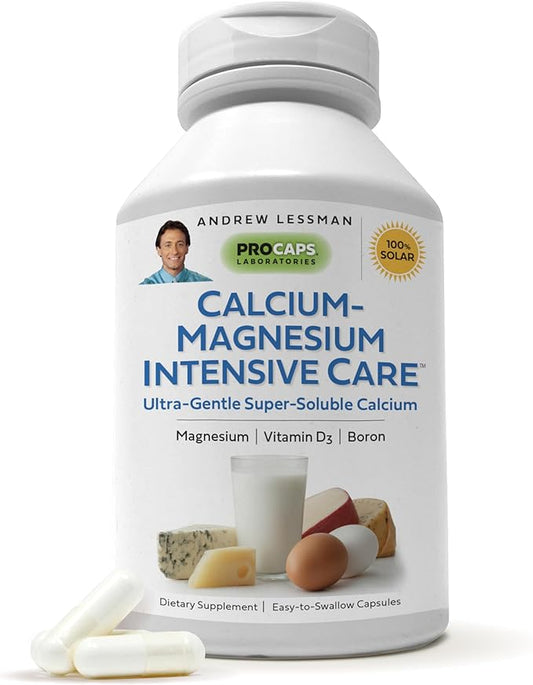 ANDREW LESSMAN Calcium Magnesium Intensive Care Capsules - Bone and Skeleton Health Essentials. Easy to Swallow Capsules, Super Soluble Fine Powder. Gentle to Even The Most Sensitive Stomachs