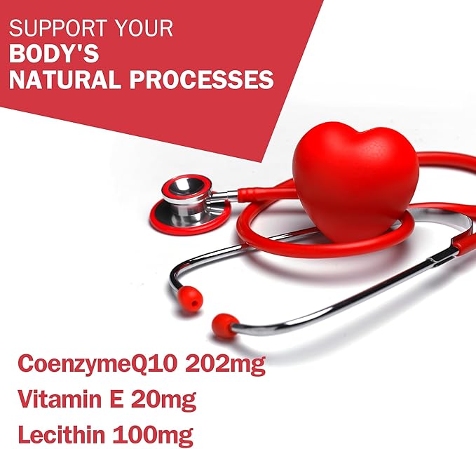 CoQ10 200mg with Lecithin,Coenzyme Q10 Vitamins E, Ultra High Absorption Antioxidant Support for Heart Health, Gluten Free, 60 Days Supply