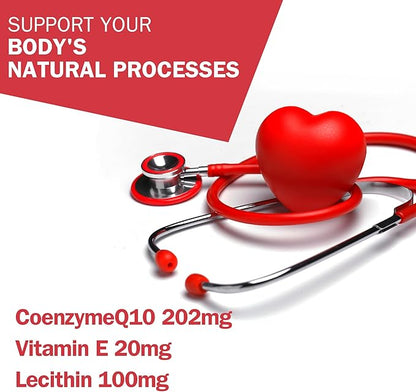 CoQ10 200mg with Lecithin,Coenzyme Q10 Vitamins E, Ultra High Absorption Antioxidant Support for Heart Health, Gluten Free, 60 Days Supply