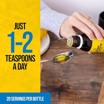 On Target Living Alaskan Cod Liver Oil- Travel Size 3.33 oz. | Naturally Occurring Vitamins A & D | Organic Lemon Flavor | Premium Line Caught Cod Liver Oil