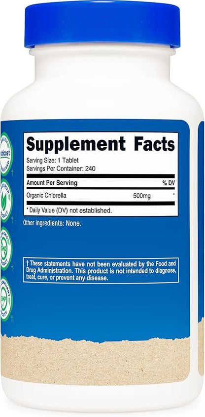 Nutricost Organic Chlorella 500mg, 240 Tablets - Gluten Free, Non-GMO