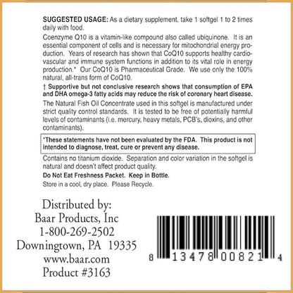 Baar Nature's Blessing CoQ10 with Omega-3 Fish Oil Softgels