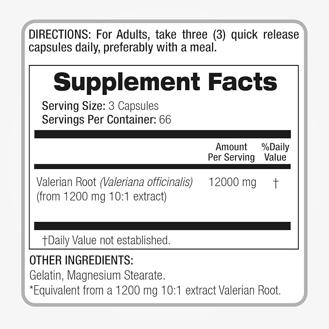 FITO MEDIC'S Lab | Valerian Root |200 Capsules |12000 mg| Valerian Root Capsules | Valerian | Valerian Root herb | Valerian Root Extract | Concentrate Extract |Ultra high Absorption.
