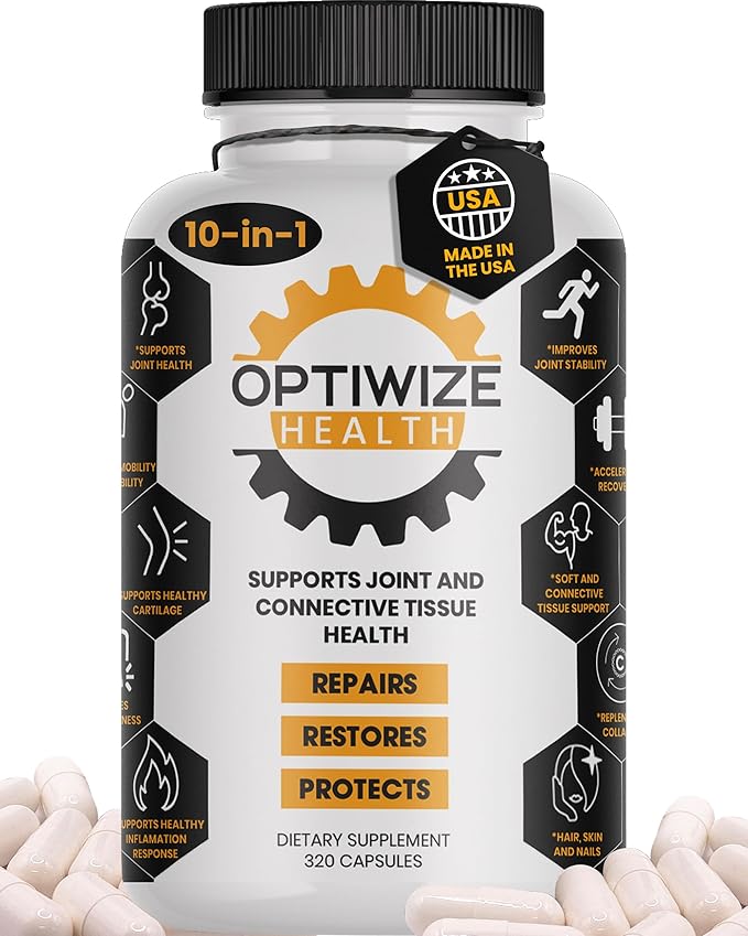 10-in-1 Joint Support– Hydrolyzed Collagen, MSM, Hyaluronic Acid, Glucosamine, Chondroitin & More – Targets Joint Discomfort, Improves Mobility & Flexibility– 320 Caps for Men & Women