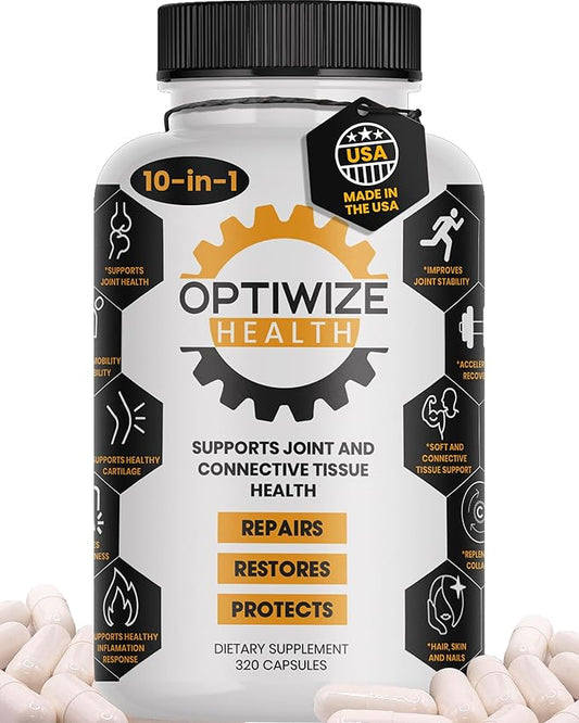10-in-1 Joint Support– Hydrolyzed Collagen, MSM, Hyaluronic Acid, Glucosamine, Chondroitin & More – Targets Joint Discomfort, Improves Mobility & Flexibility– 320 Caps for Men & Women