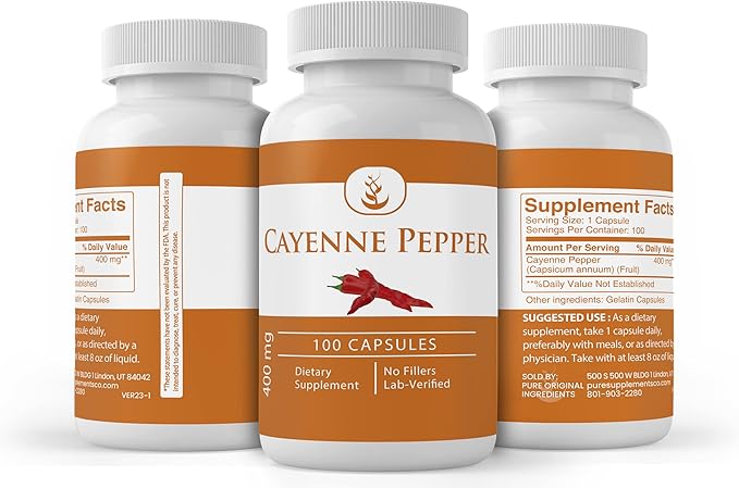 Pure Original Ingredients Cayenne Pepper, (100 Capsules) Always Pure, No Additives Or Fillers, Lab Verified