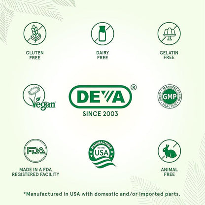 DEVA Vegan Multivitamin and Mineral Supplement - Once-Per-Day Formula with Greens - Vitamins A, C, D, E, B Complex, High-Potency Formulation for Daily Health and Wellness- 90 Coated Tablets, 1-Pack