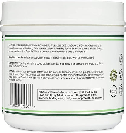 Creatine Monohydrate Powder 1.1lbs (100 Servings of 5 Grams Each - Third Party Tested Micronized Creatine Powder) (with Scoop)(Creatina Monohidratada) by Double Wood