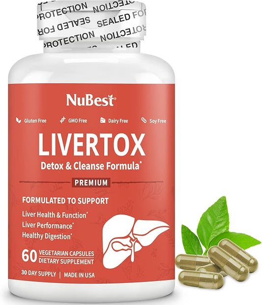 LiverTox by NuBest - Premium Liver Health Formula - Liver Cleanse, Detox & Repair - with Milk Thistle, Choline, Beet, Turmeric, Artichoke & Dandelion - 60 Capsules | 1 Month Supply