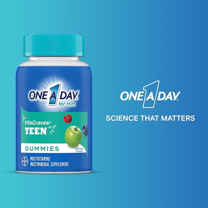 One A Day Teen for Him Multivitamin Gummies, Gummy Multivitamins with Vitamin A, C, D, E and Zinc for Immune Health Support, Physical Energy & More, 150 Count