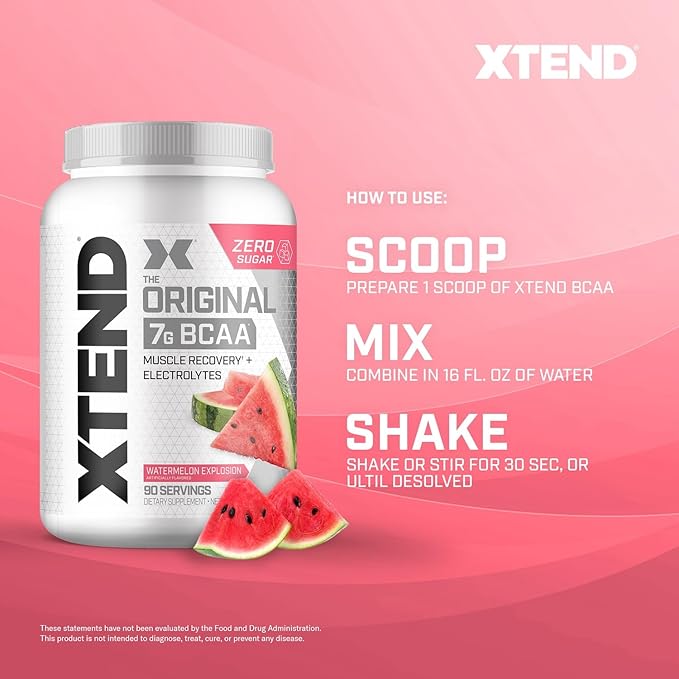 XTEND Original BCAA Powder 7g BCAA and 2.5g L-Glutamine, Sugar Free Post Workout Muscle Recovery Drink with Amino Acids for Men & Women, 90 Servings