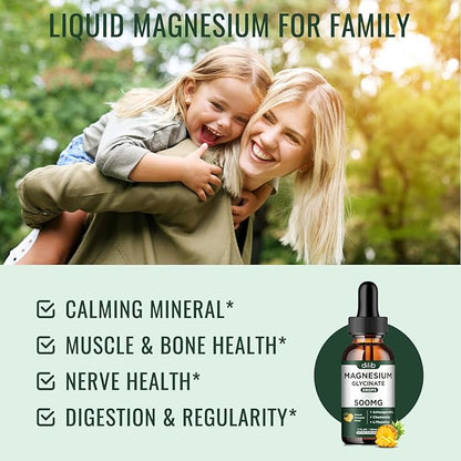 Magnesium Glycinate 500mg - Liquid Magnesium Drops, Ashwagandha, L - Theanine, Chamomile - Calm & Stress Relief, Relaxation, Restful Sleep, Muscle Heart Health, Vegan - 2 Fl Oz (30 Days)