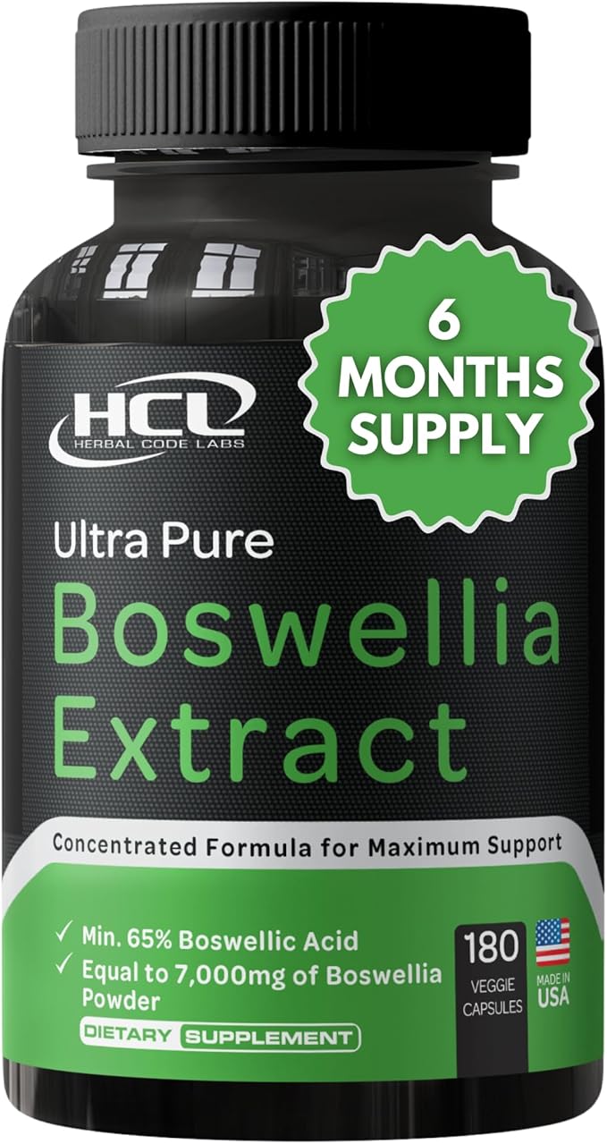 Boswellia Serrata Extract Capsules 65% Boswellic Acid 700mg Equal to 7000mg Resin Powder, Extra Strength & Superior Absorption, 6 Month Supply 180 Vegan Capsules Non-GMO