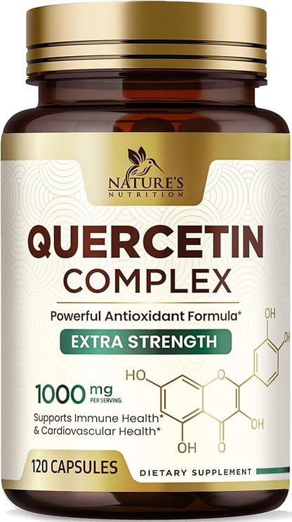 Quercetin 500mg Capsules - Extra Strength Quercetin Supplements 1000mg Serving - Antioxidants & Bioflavonoids Support for Immune, Heart & Cellular Health - Non-GMO & Gluten Free - 120 Veggie Capsules