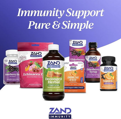 Zand Immunity Super C+ PM, Nighttime Immune Support Plus Melatonin, 1000mg PureWay-C Vitamin C, Zinc, D3 & Elderberry, Enhanced Absorption - 60 Tablets, 30 Servings